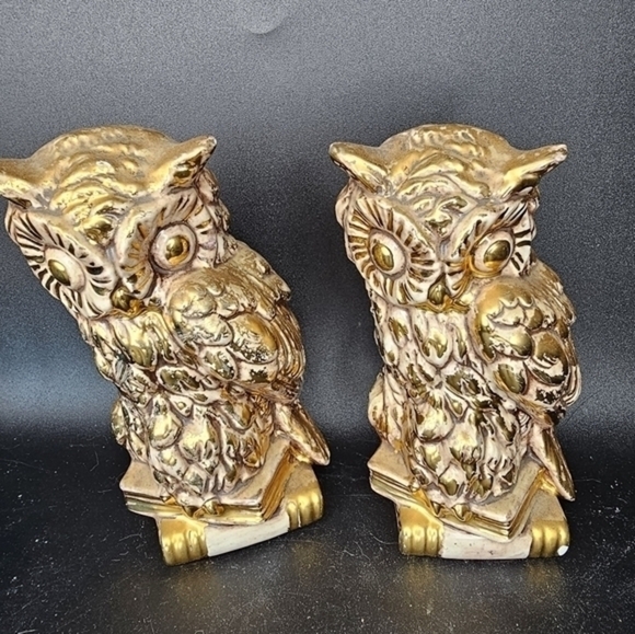 Vintage porcelain gilt owl figurines - Picture 10 of 10